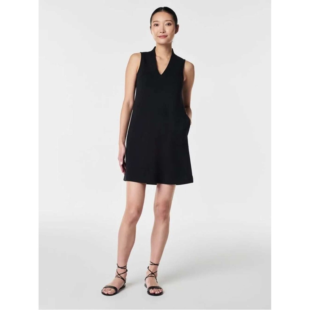 Spanx Air Essentials Black Mini Dress Sleeveless Pockets XS Minimalist
